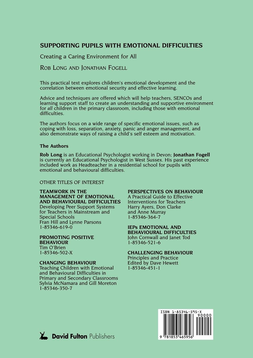 Rückseitencover Supporting Pupils with Emotional Difficulties