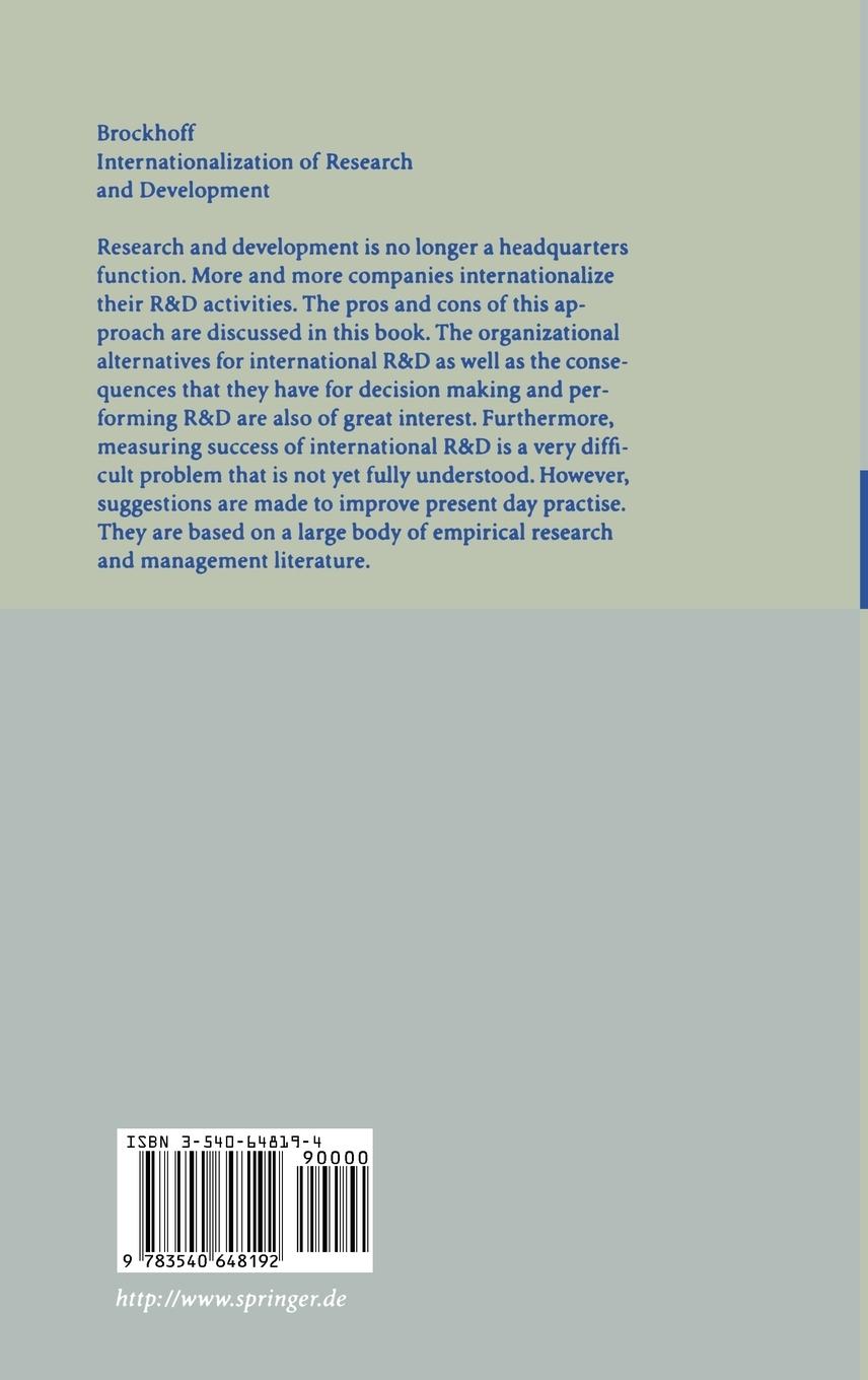 Rückseitencover Internationalization of Research and Development