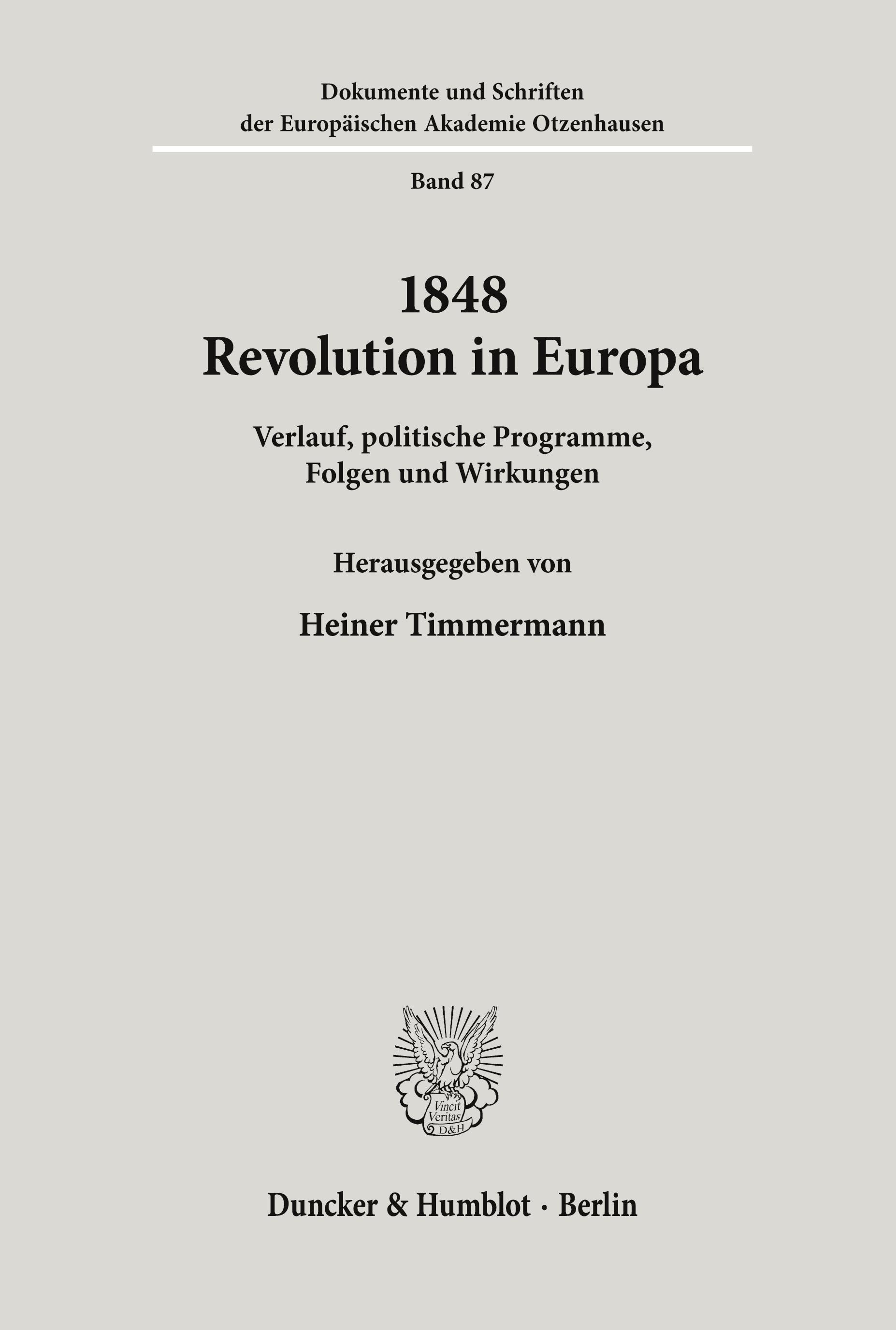 Vorderes Coverbild 1848 - Revolution in Europa.