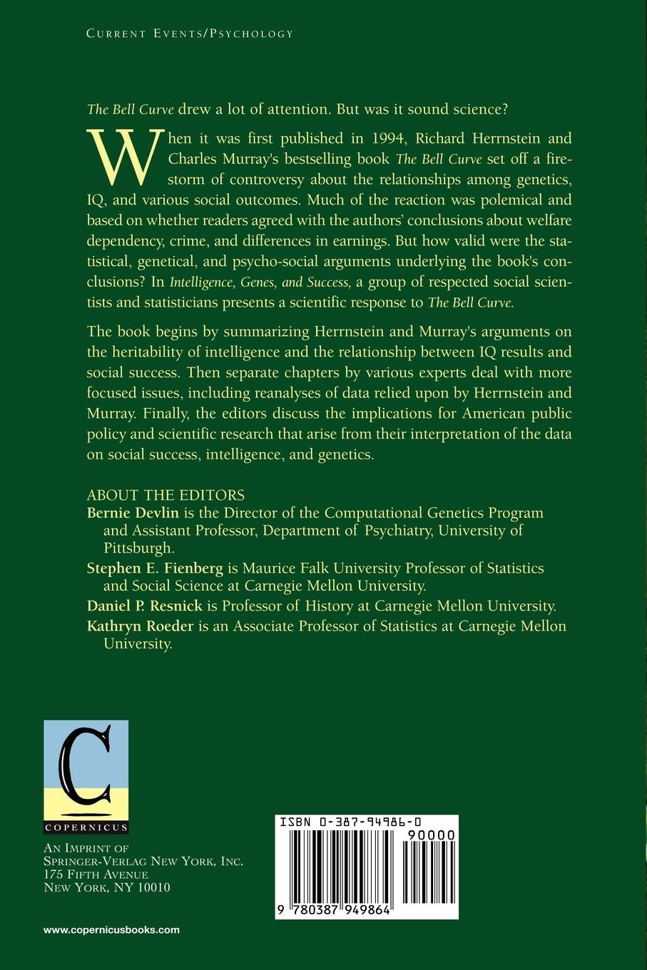 Rückseitencover Intelligence, Genes, and Success