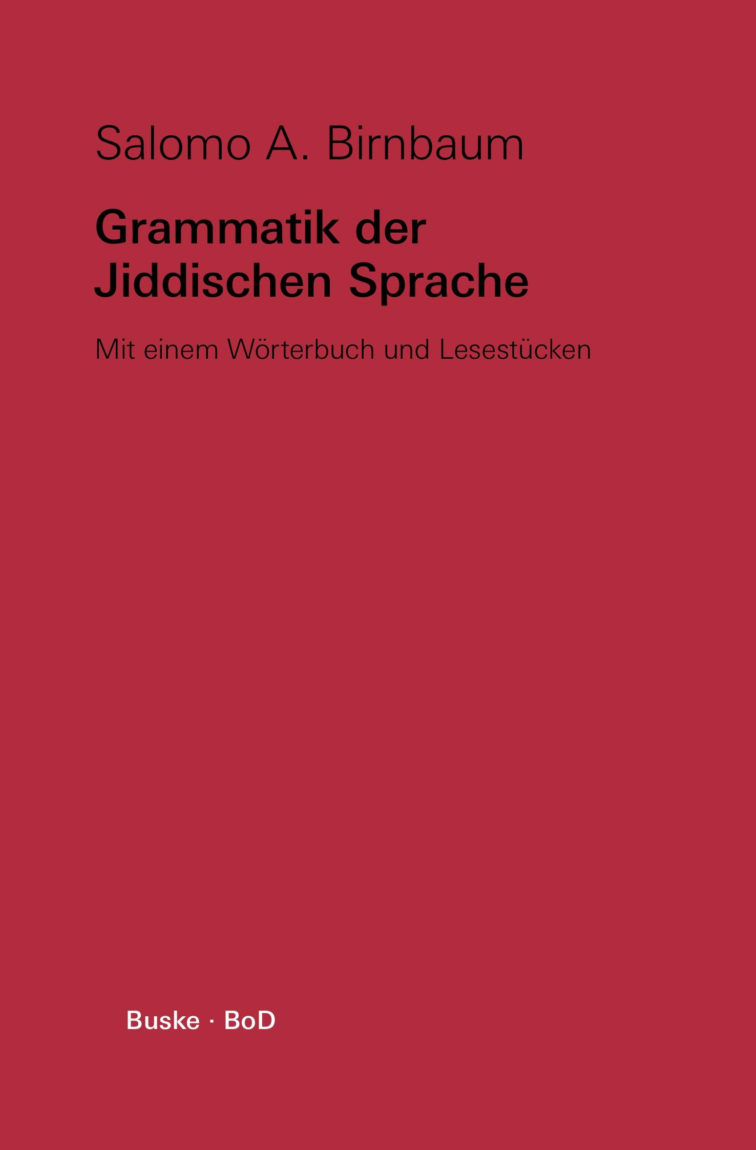 Vorderes Coverbild Grammatik der Jiddischen Sprache