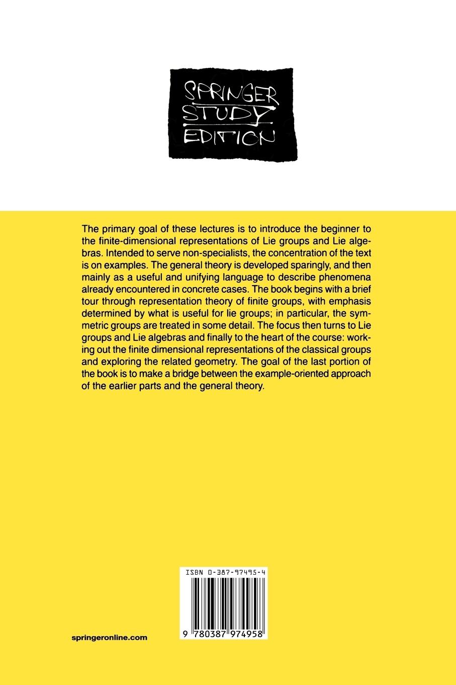 Rückseitencover Representation Theory