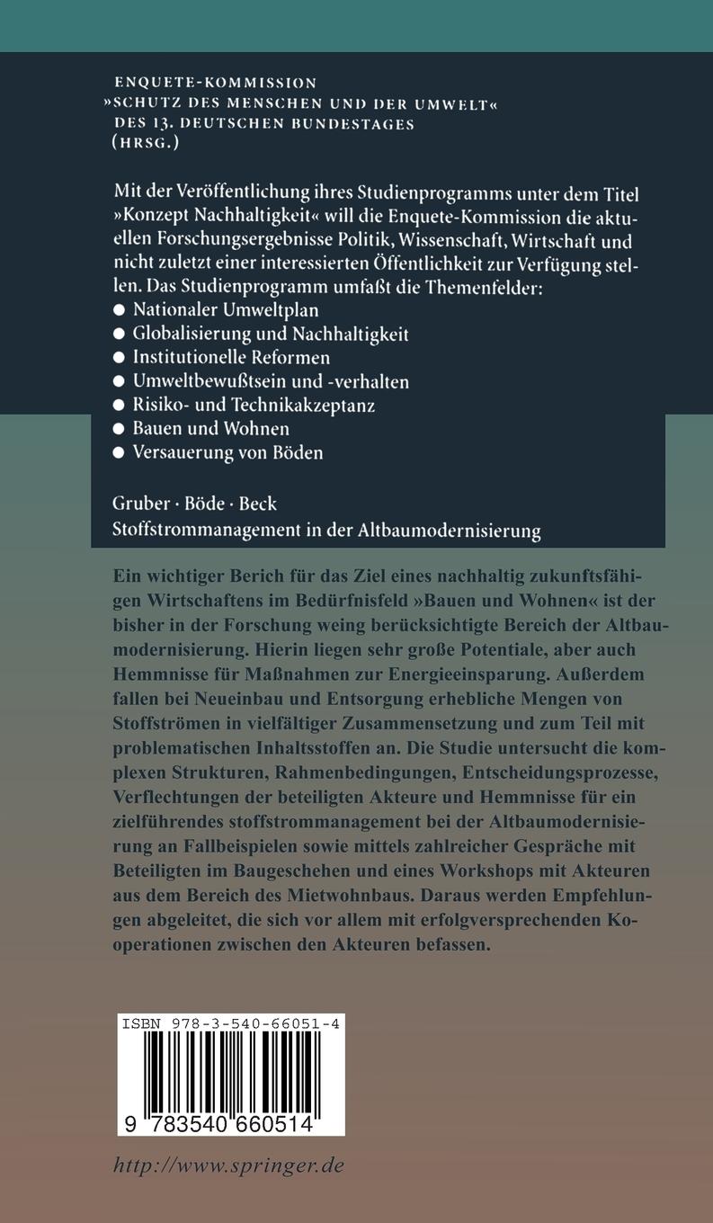 Rückseitencover Stoffstrommanagement in der Altbaumodernisierung