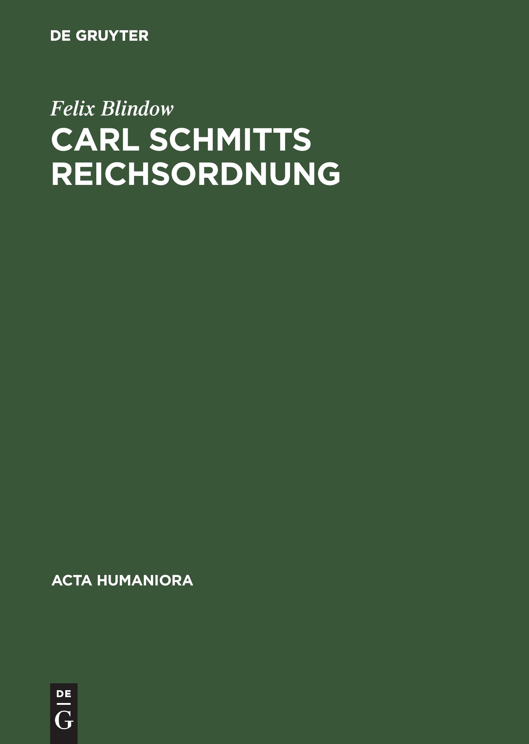 Vorderes Coverbild Carl Schmitts Reichsordnung