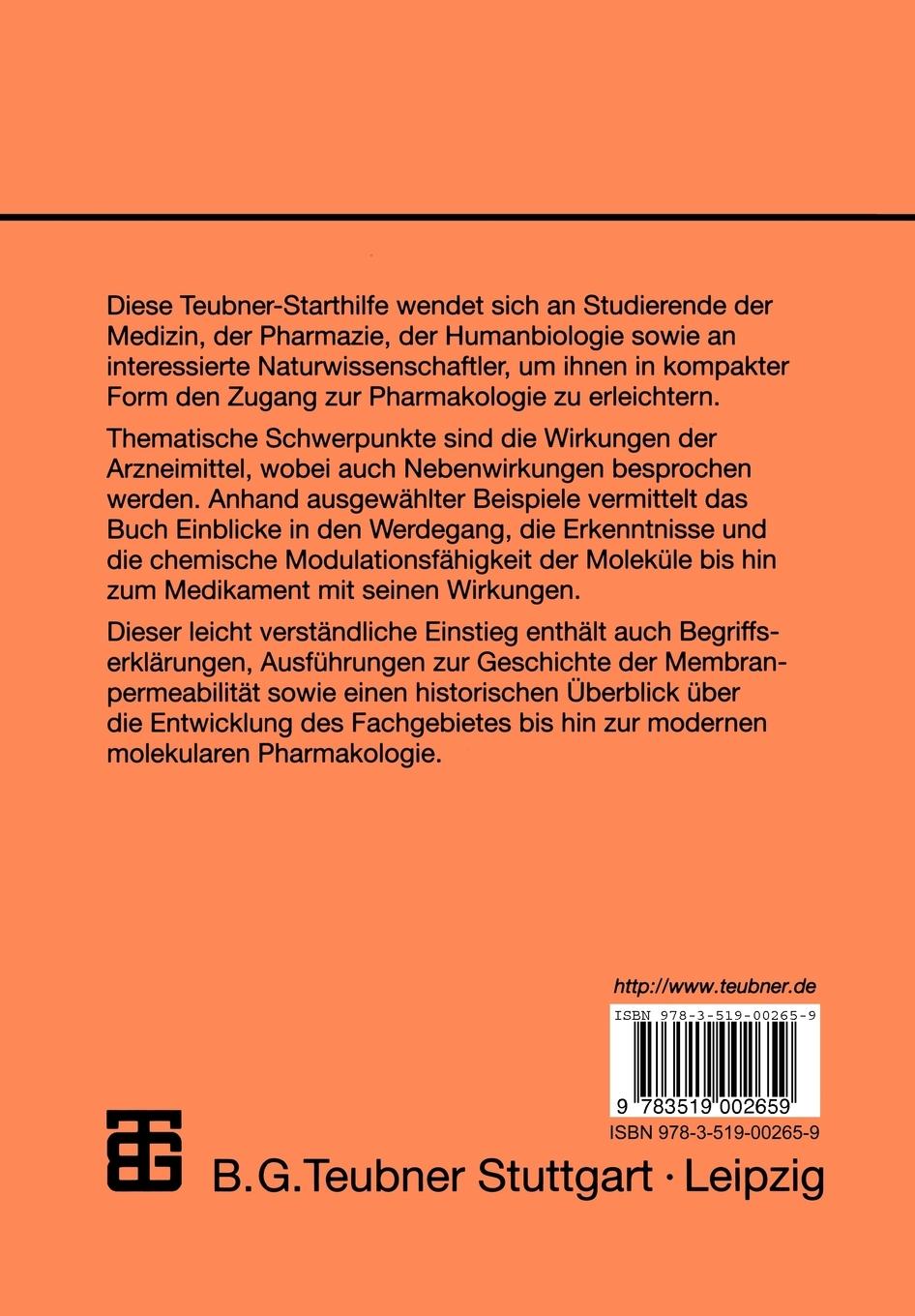 Rückseitencover Starthilfe Pharmakologie