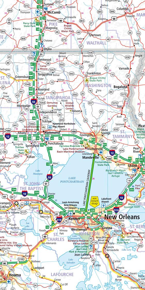 Beispielinhalt (Bild) Hallwag USA Road Guide 10 Deep South 1:1.000.000