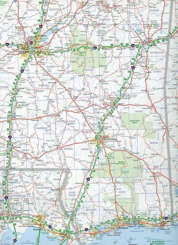 Beispielinhalt (Bild) Hallwag USA Road Guide 10 Deep South 1:1.000.000