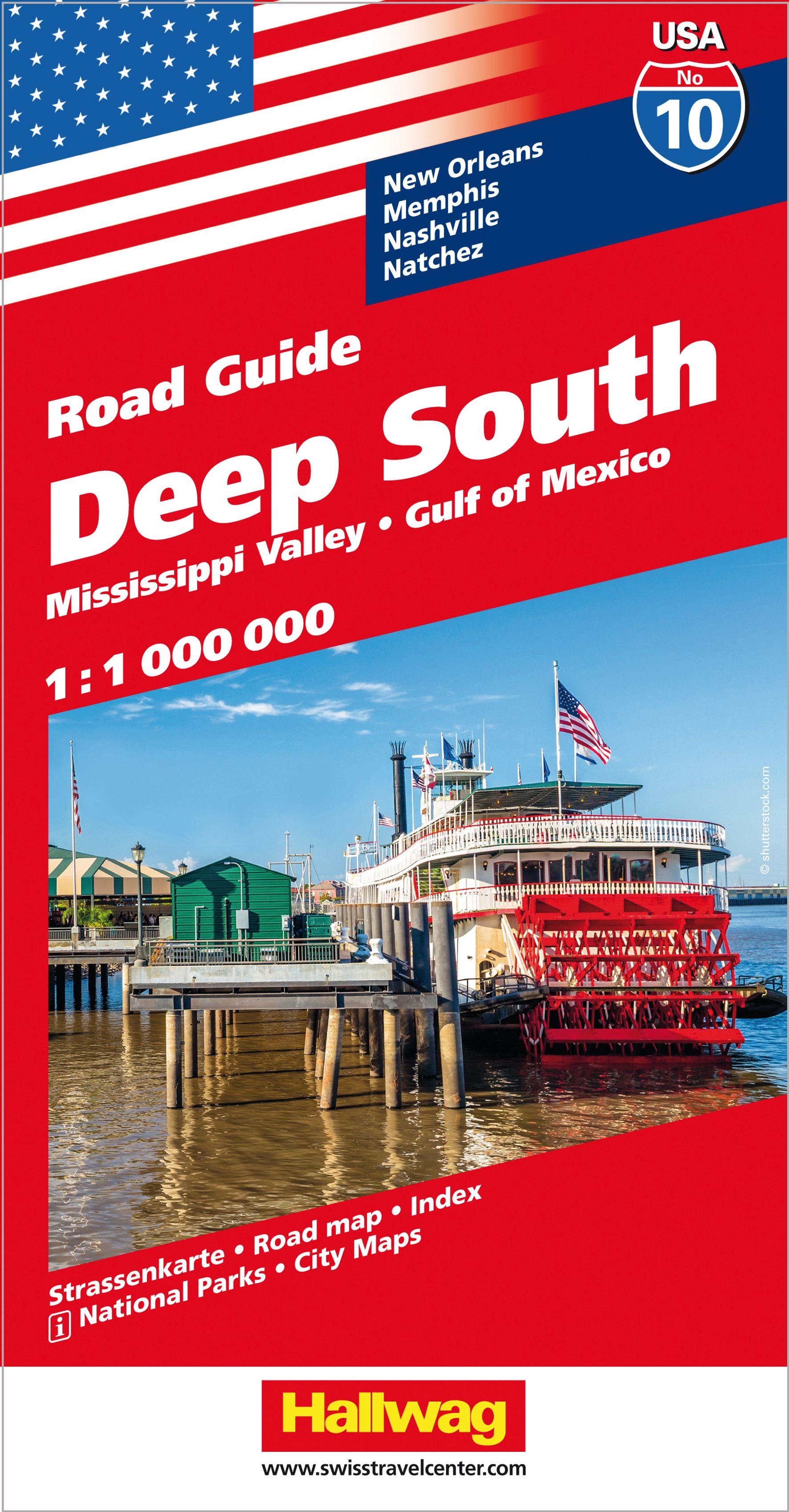Vorderes Coverbild Hallwag USA Road Guide 10 Deep South 1:1.000.000