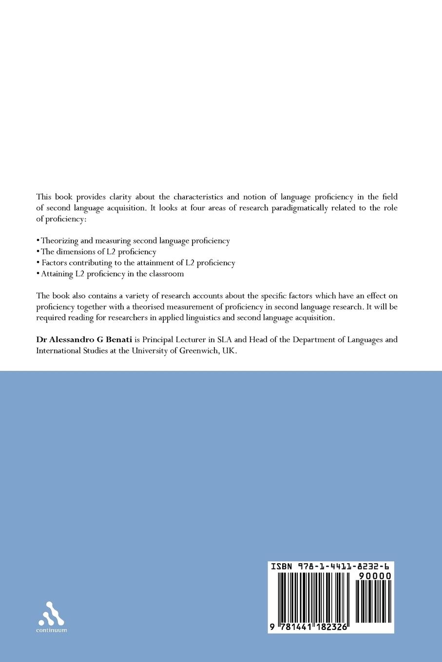 Rückseitencover Issues in Second Language Proficiency