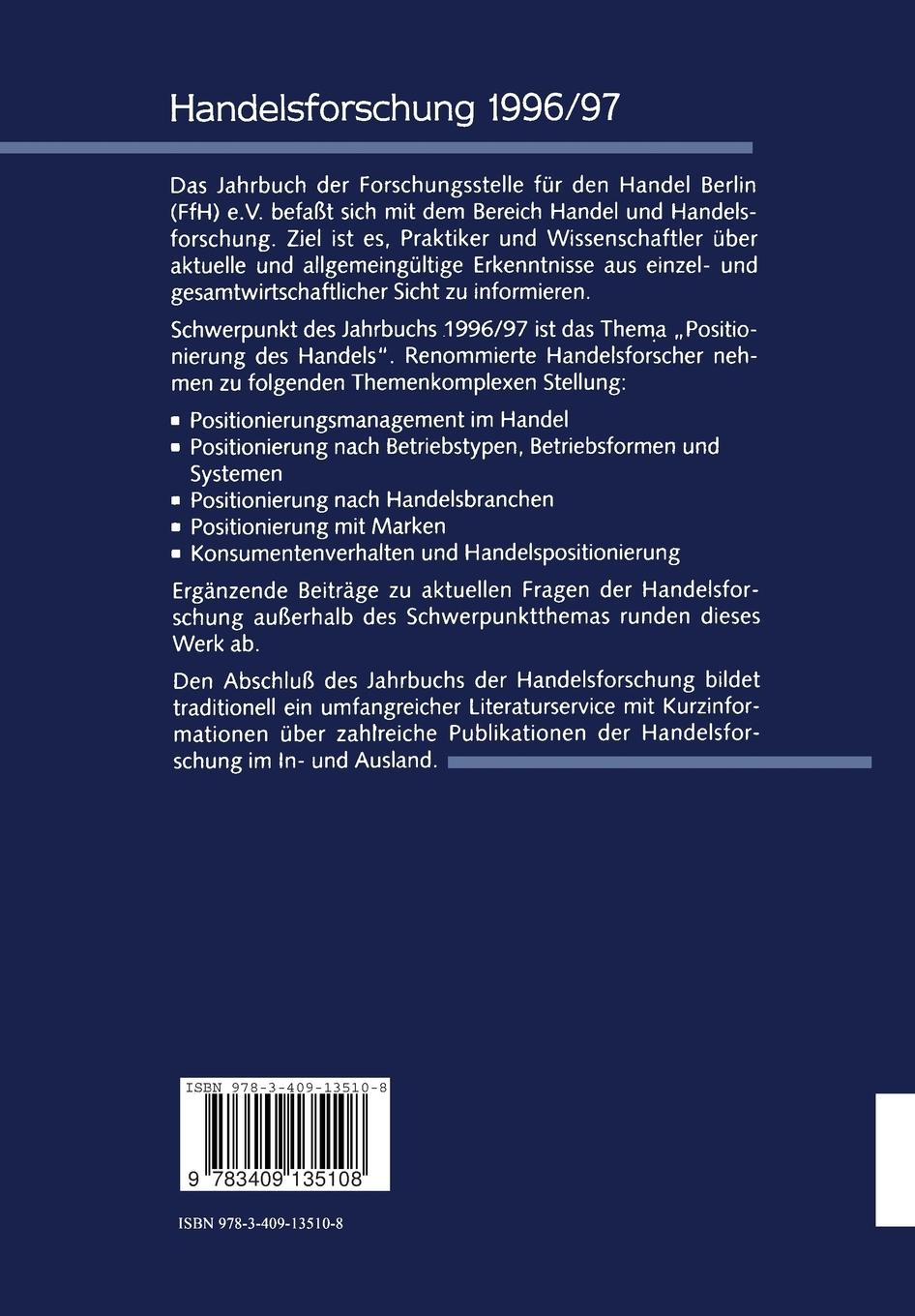 Rückseitencover Handelsforschung 1996/97