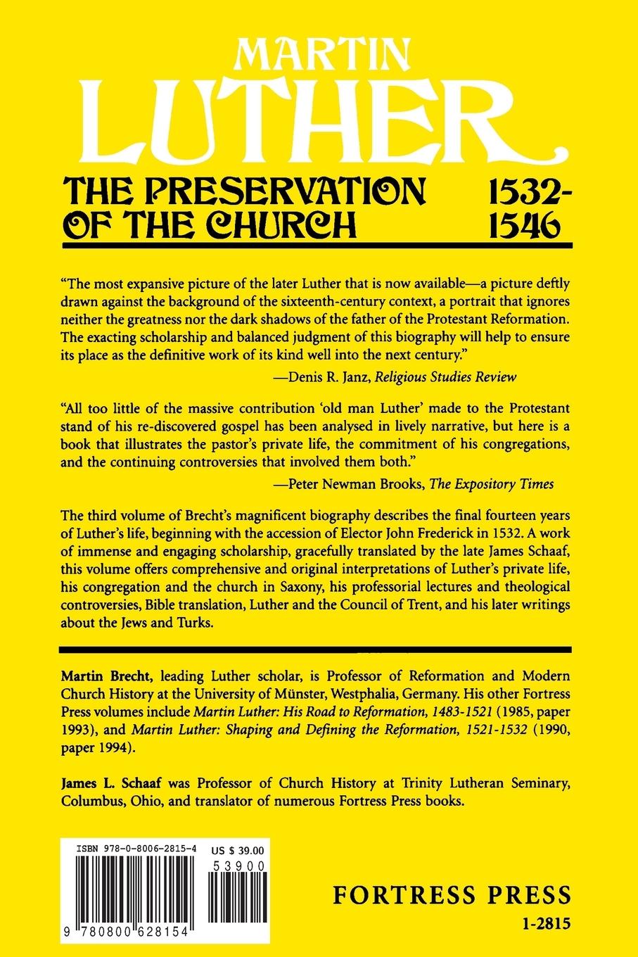 Rückseitencover Martin Luther the Preservation of the Church Vol 3 1532-1546