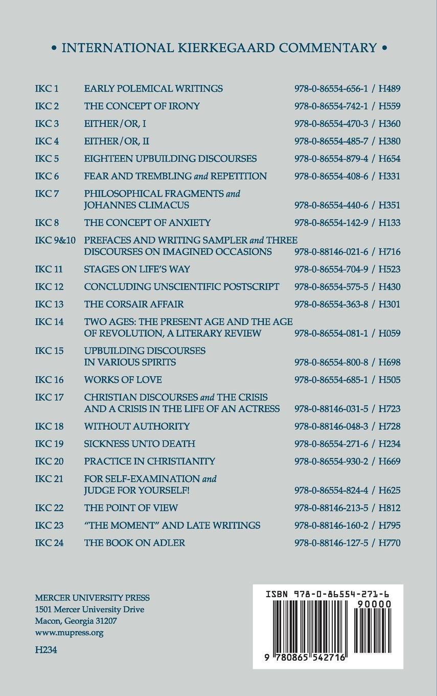 Rückseitencover International Kierkegaard Commentary Volume 19