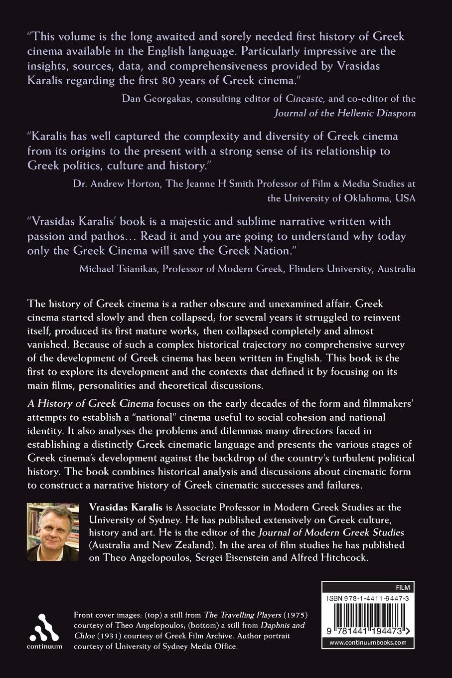 Rückseitencover A History of Greek Cinema