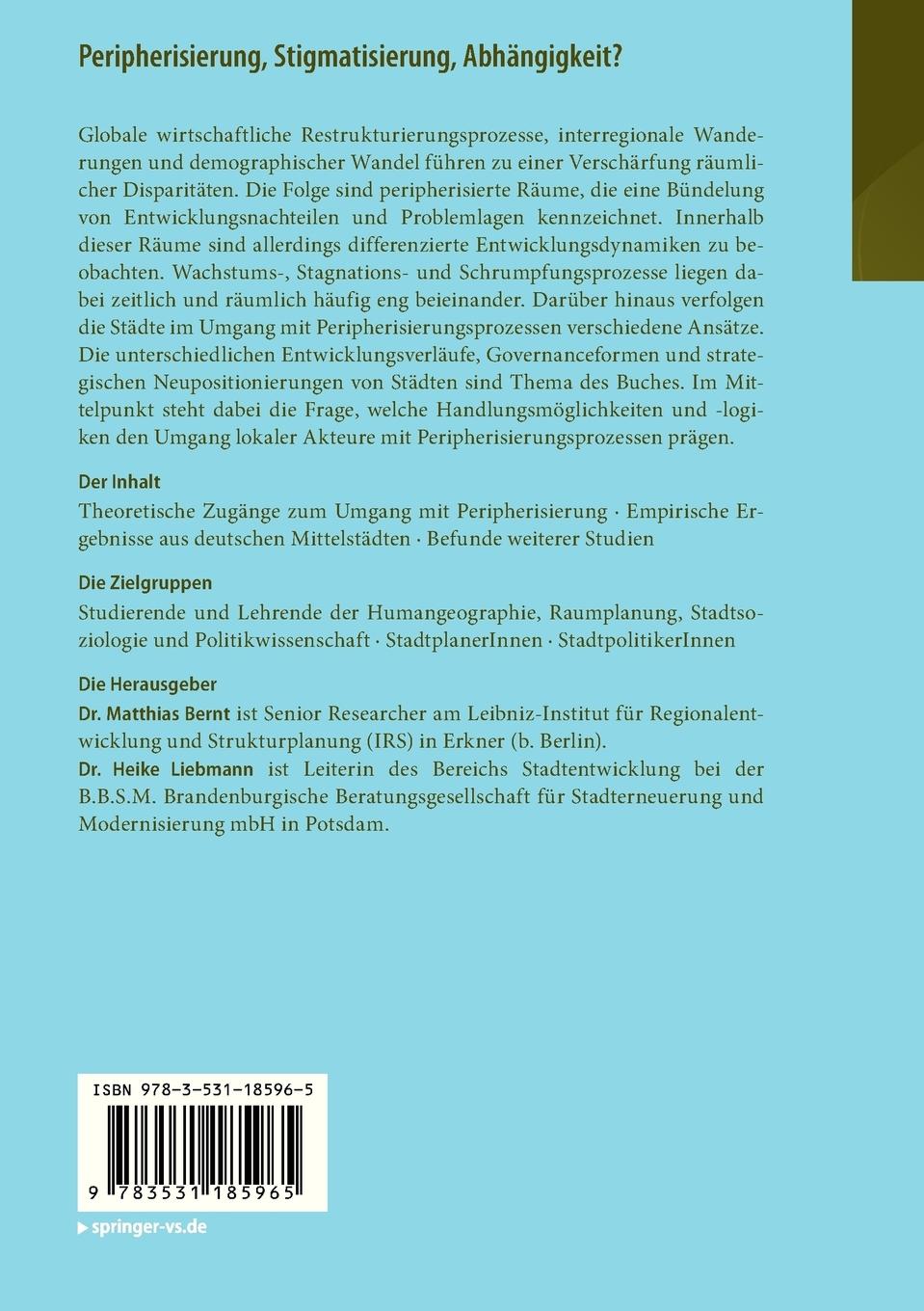 Rückseitencover Peripherisierung, Stigmatisierung, Abhängigkeit?