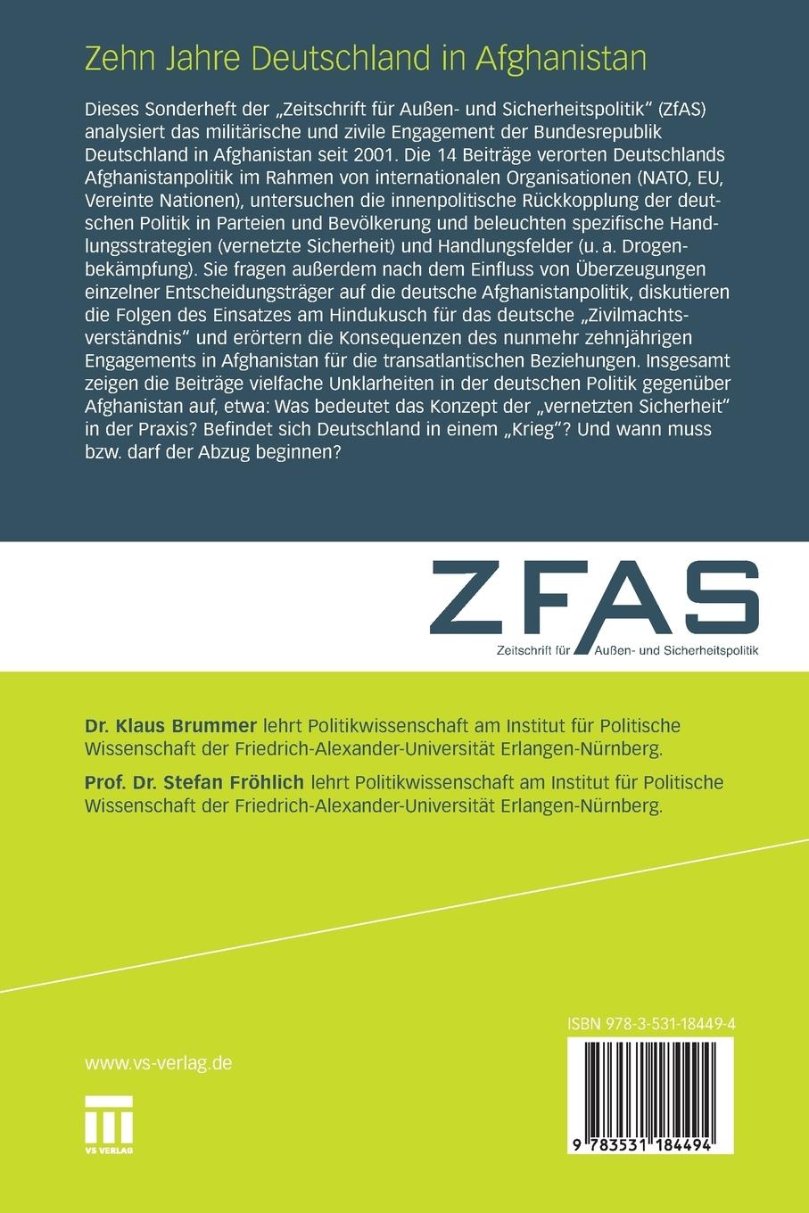 Rückseitencover Zehn Jahre Deutschland in Afghanistan