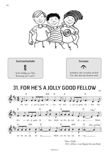 Beispielinhalt (Bild) Die Blockflötenschule. Blockflötentaxi Band 2