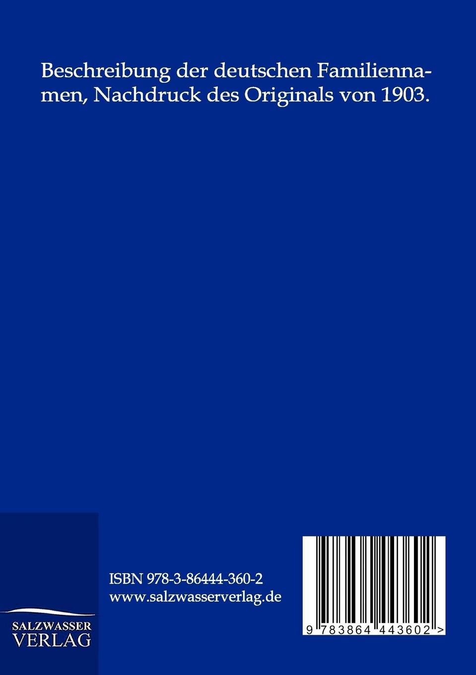 Rückseitencover Die Deutschen Familiennamen