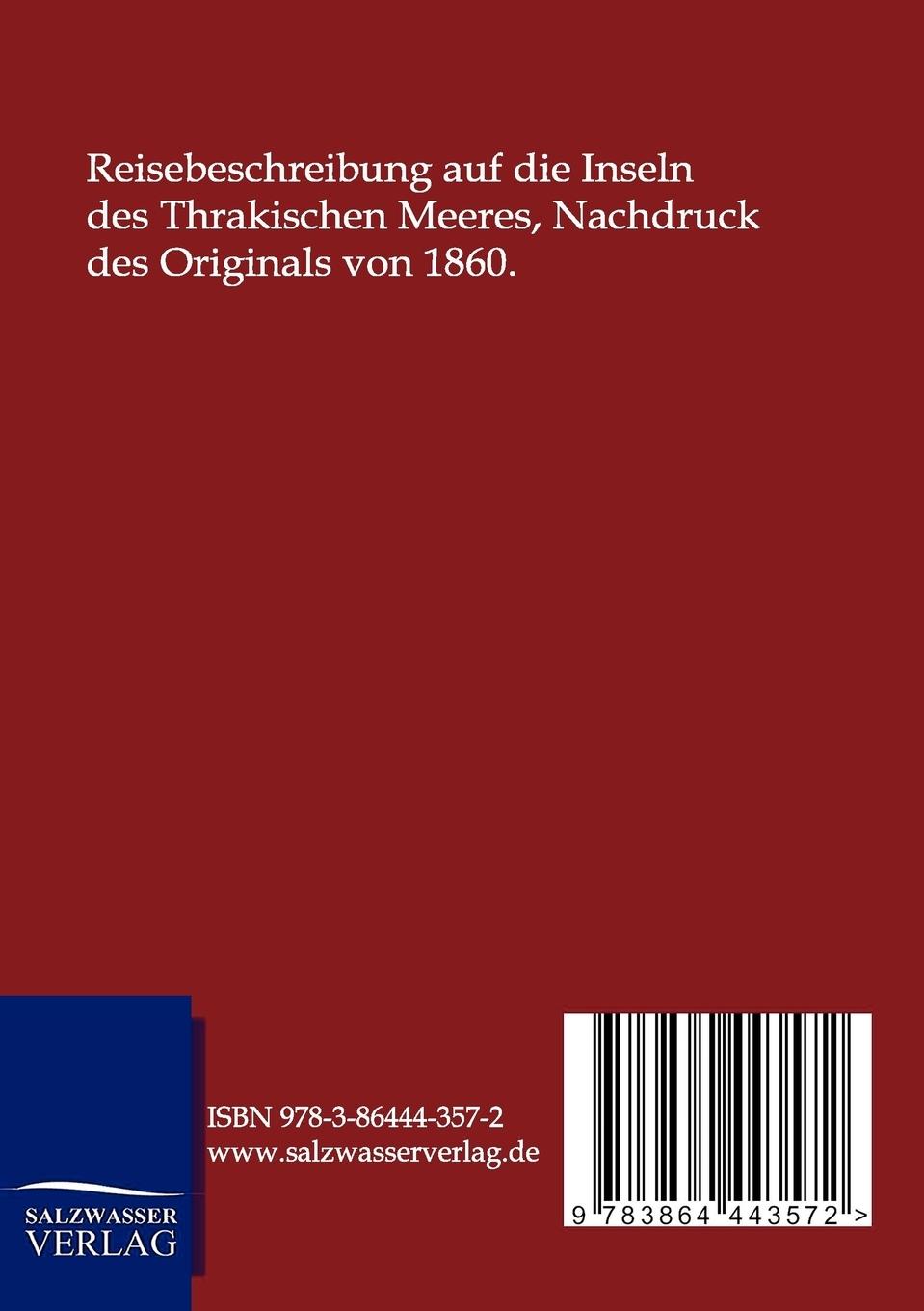 Rückseitencover Reise auf den Inseln des Thrakischen Meeres