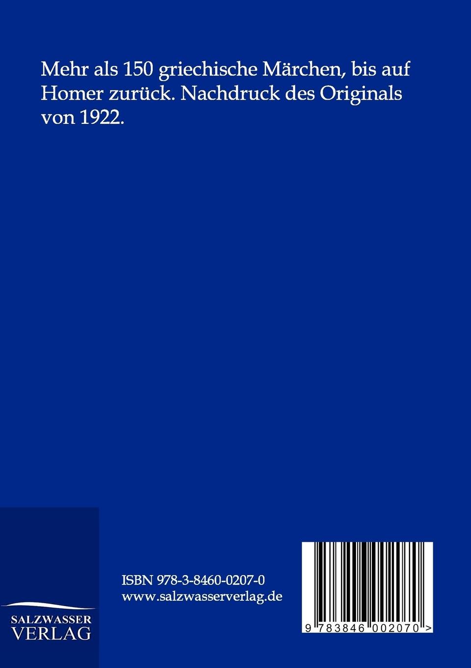Rückseitencover Griechische Märchen