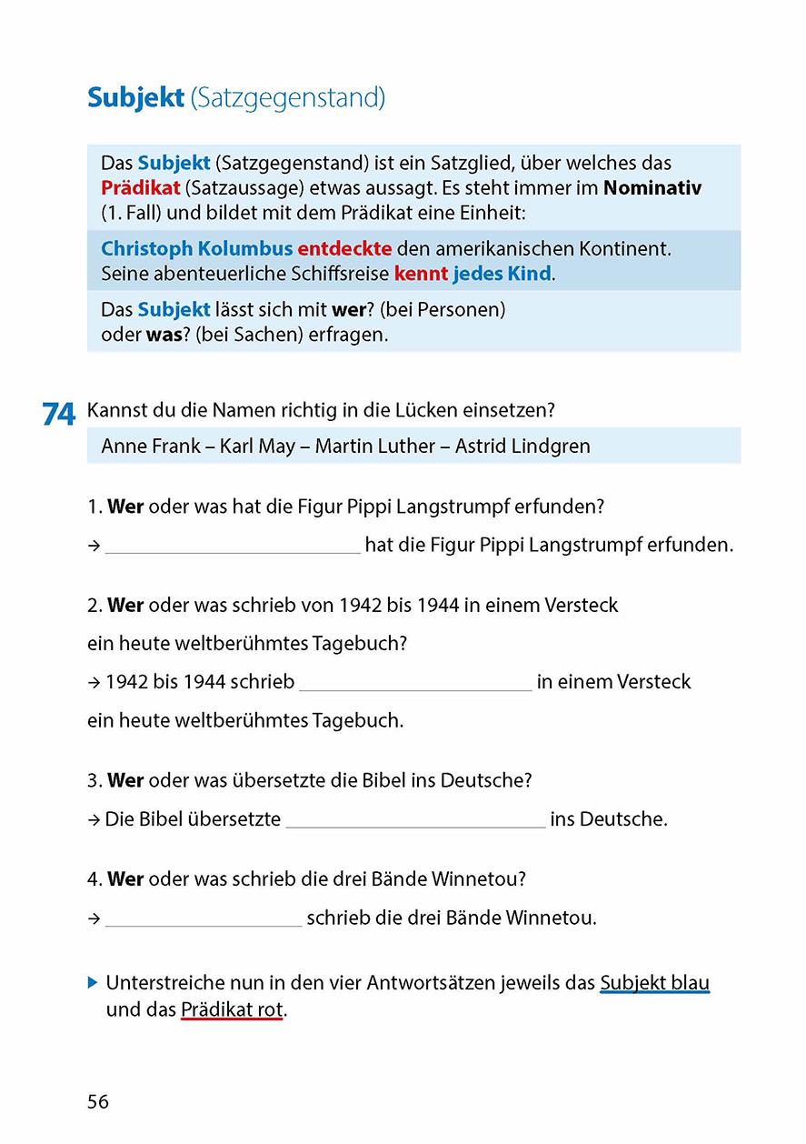Beispielinhalt (Bild) Grammatik 5. - 7. Klasse