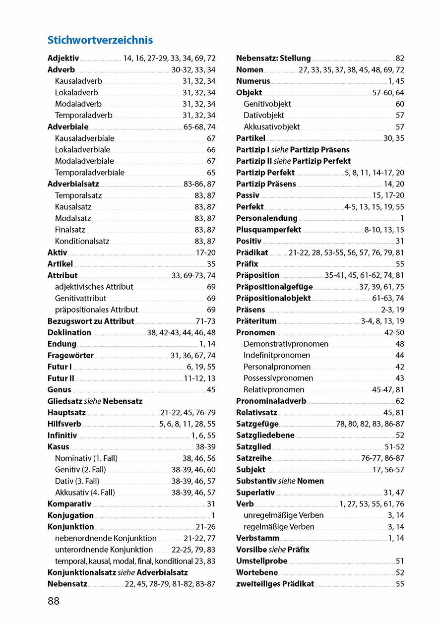 Beispielinhalt (Bild) Grammatik 5. - 7. Klasse