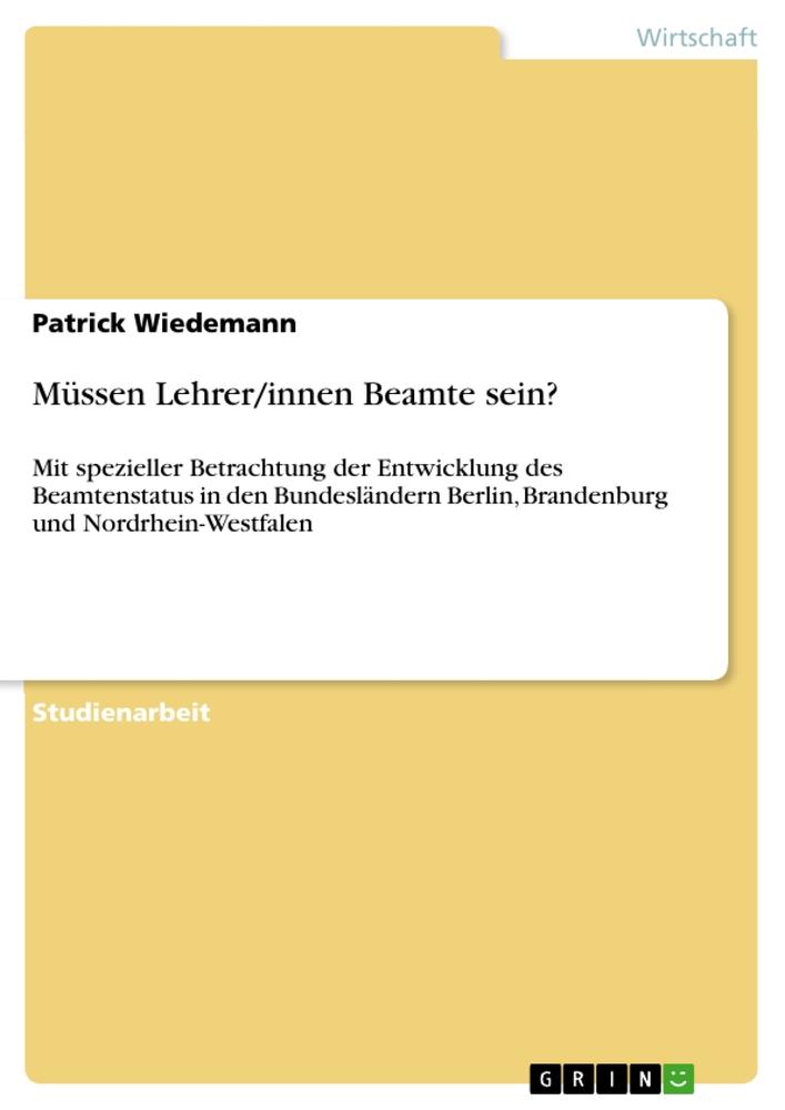 Vorderes Coverbild Müssen Lehrer/innen Beamte sein?