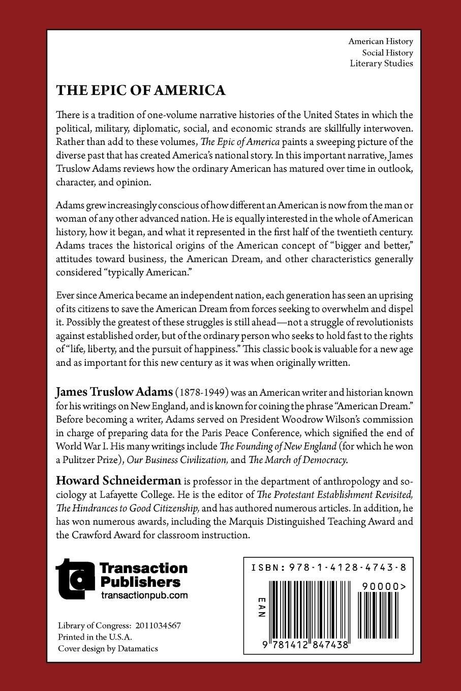Rückseitencover The Epic of America