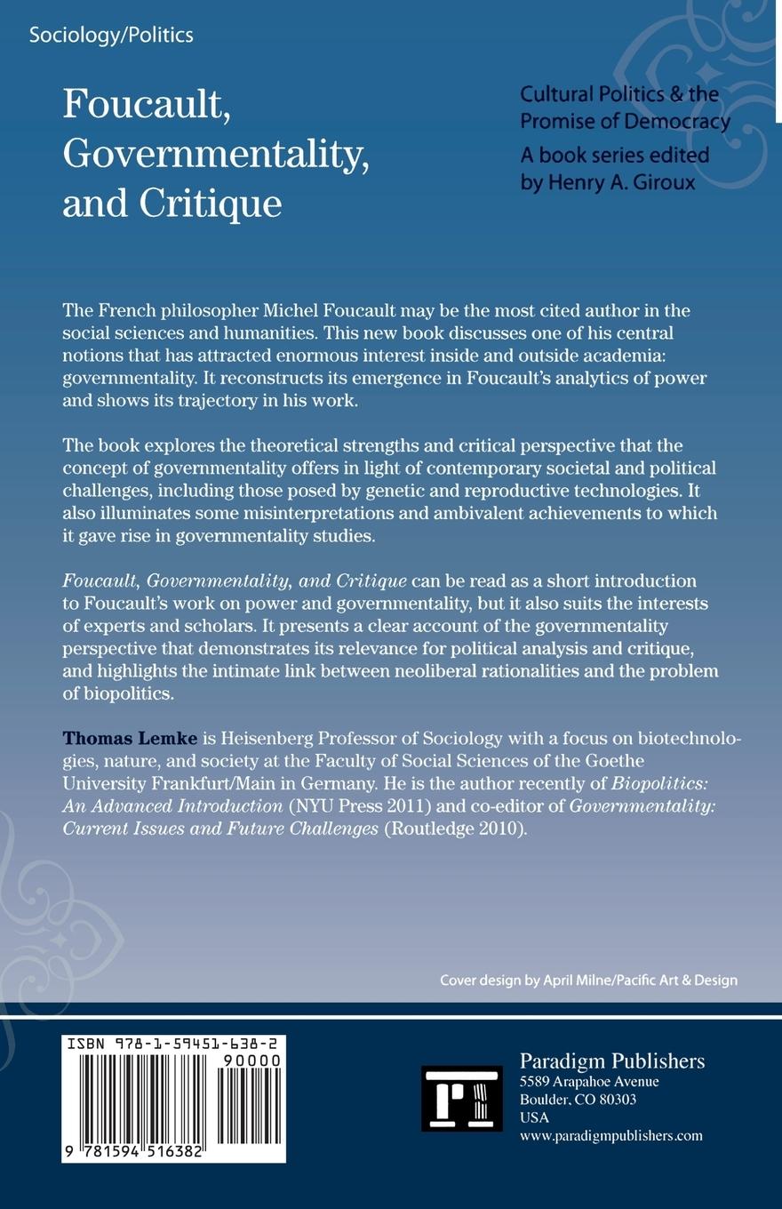 Rückseitencover Foucault, Governmentality, and Critique