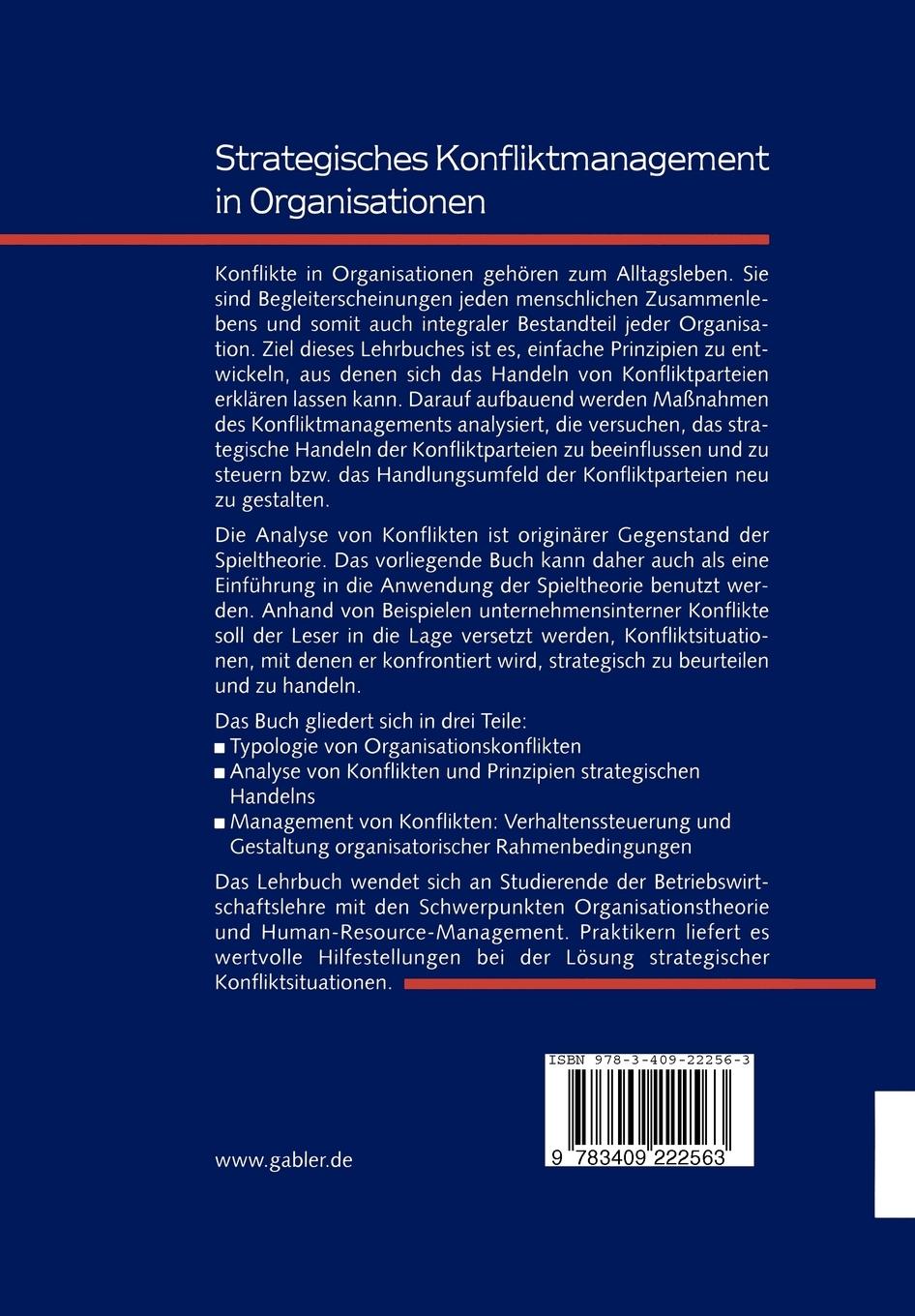 Rückseitencover Strategisches Konfliktmanagement in Organisationen