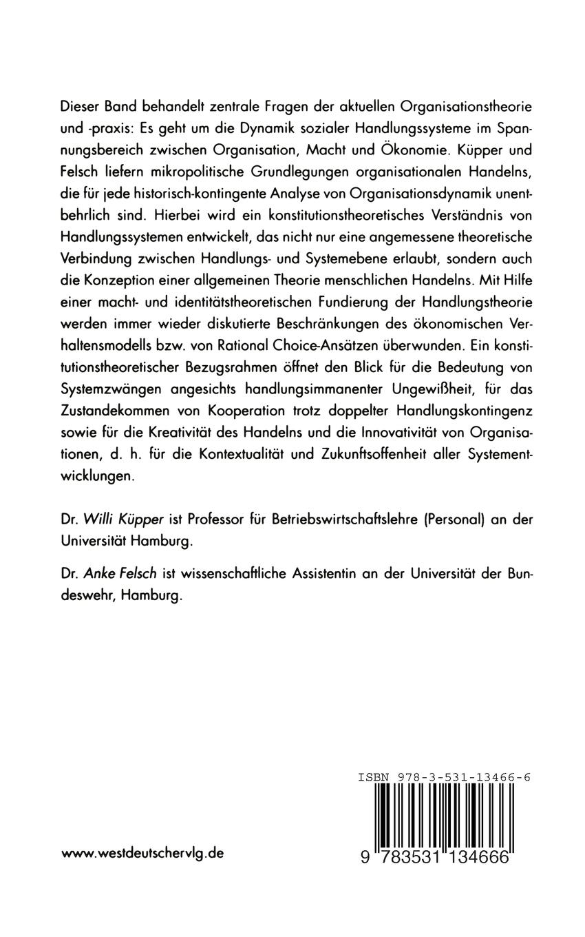 Rückseitencover Organisation, Macht und Ökonomie