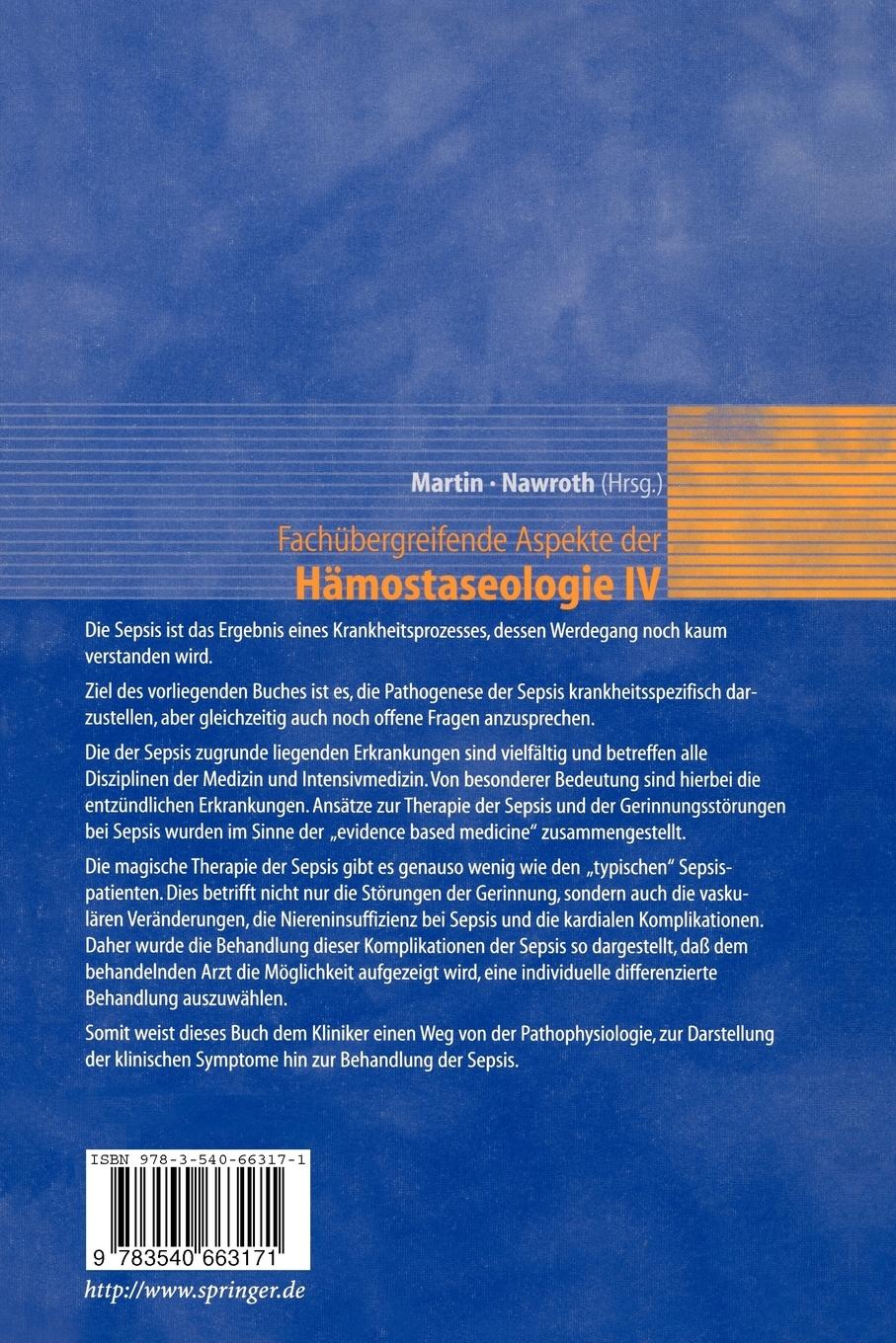 Rückseitencover Fachübergreifende Aspekte der Hämostaseologie IV