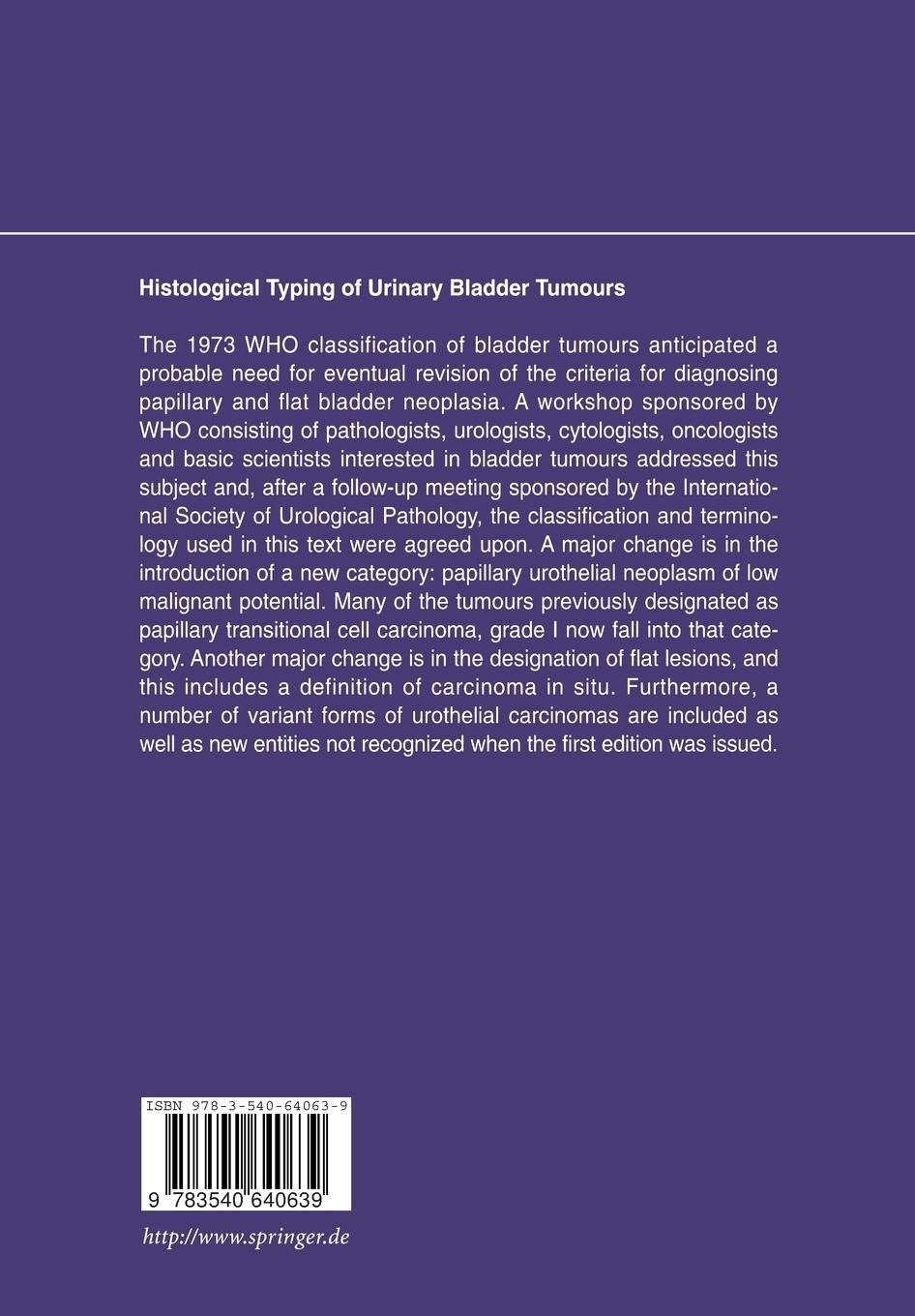 Rückseitencover Histological Typing of Urinary Bladder Tumours