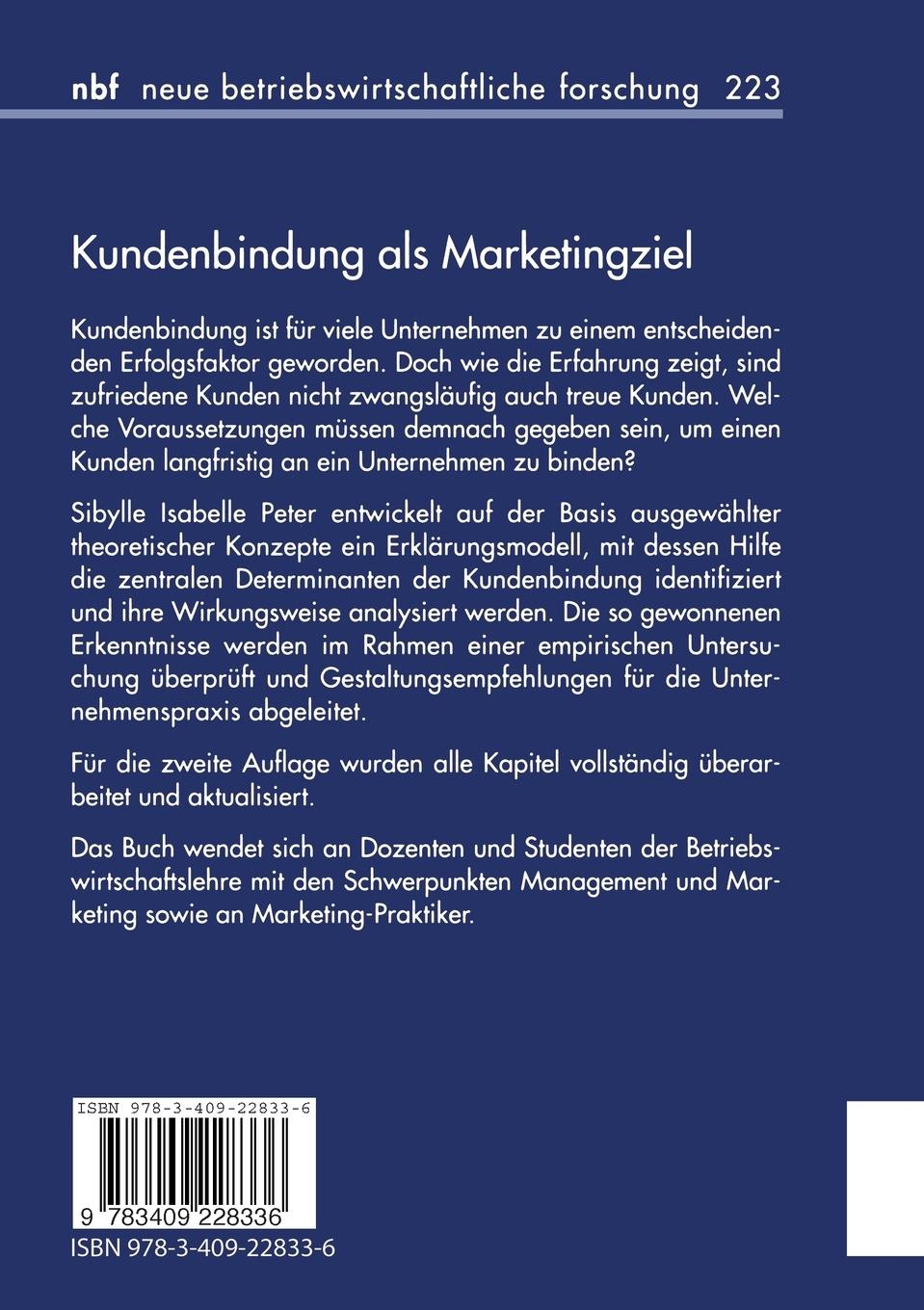Rückseitencover Kundenbindung als Marketingziel