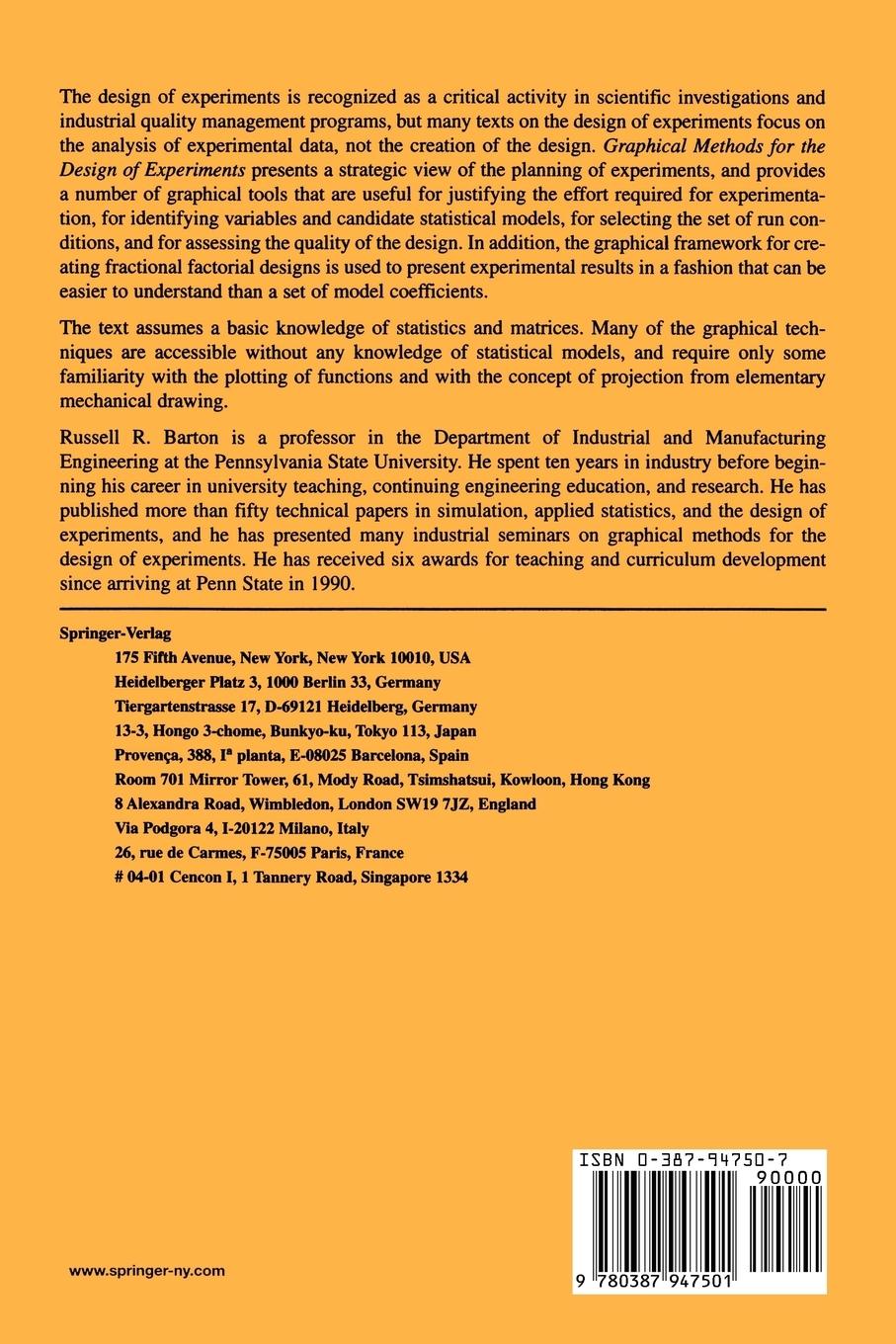 Rückseitencover Graphical Methods for the Design of Experiments