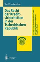 Vorderes Coverbild Das Recht der Kreditsicherheiten in der Tschechischen Republik