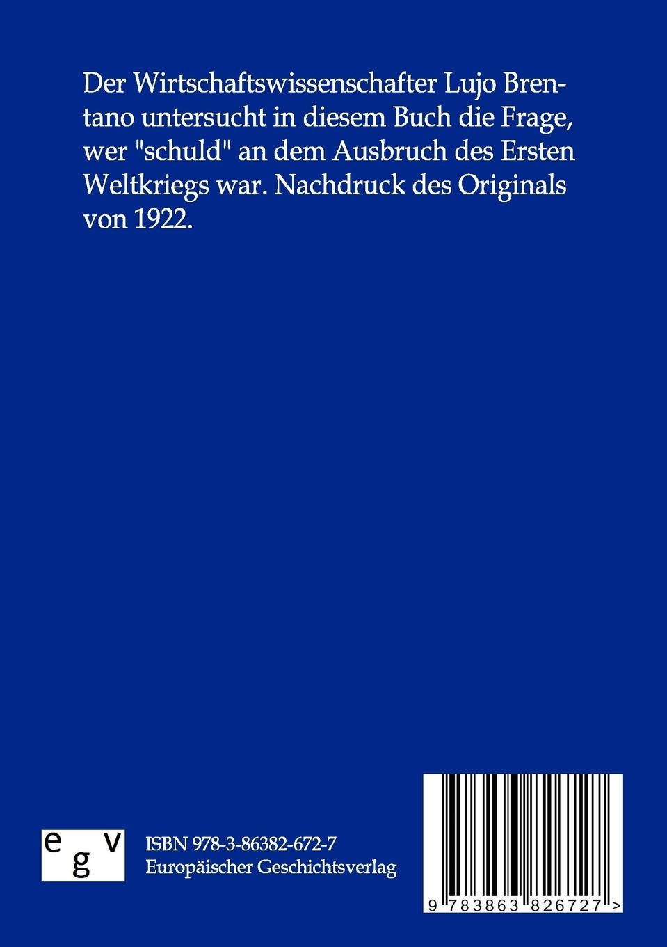 Rückseitencover Die Urheber des Weltkriegs