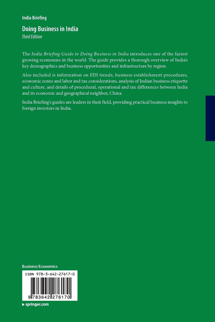 Rückseitencover Doing Business in India