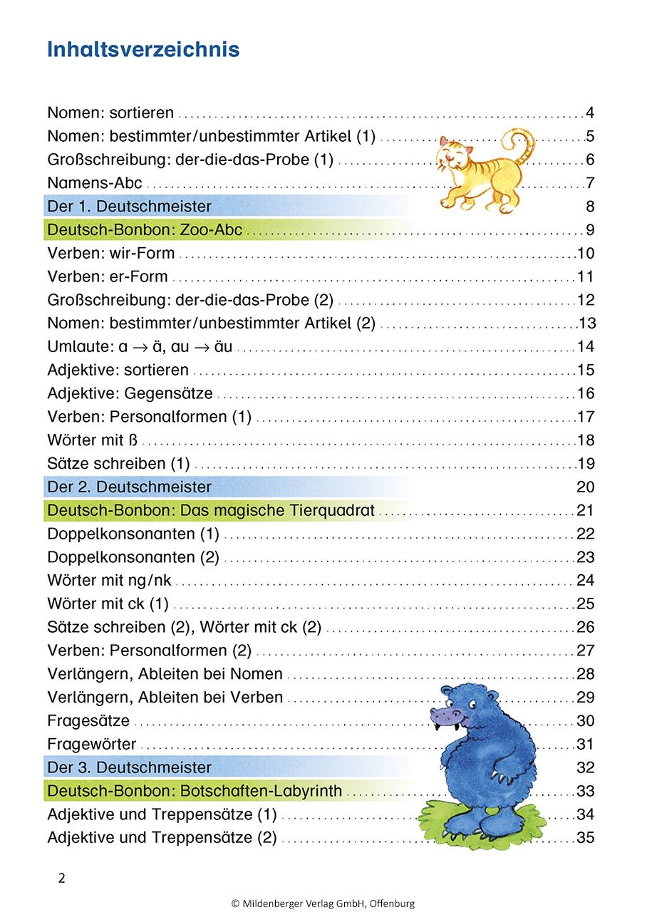 Beispielinhalt (Bild) Das Übungsheft Deutsch 2