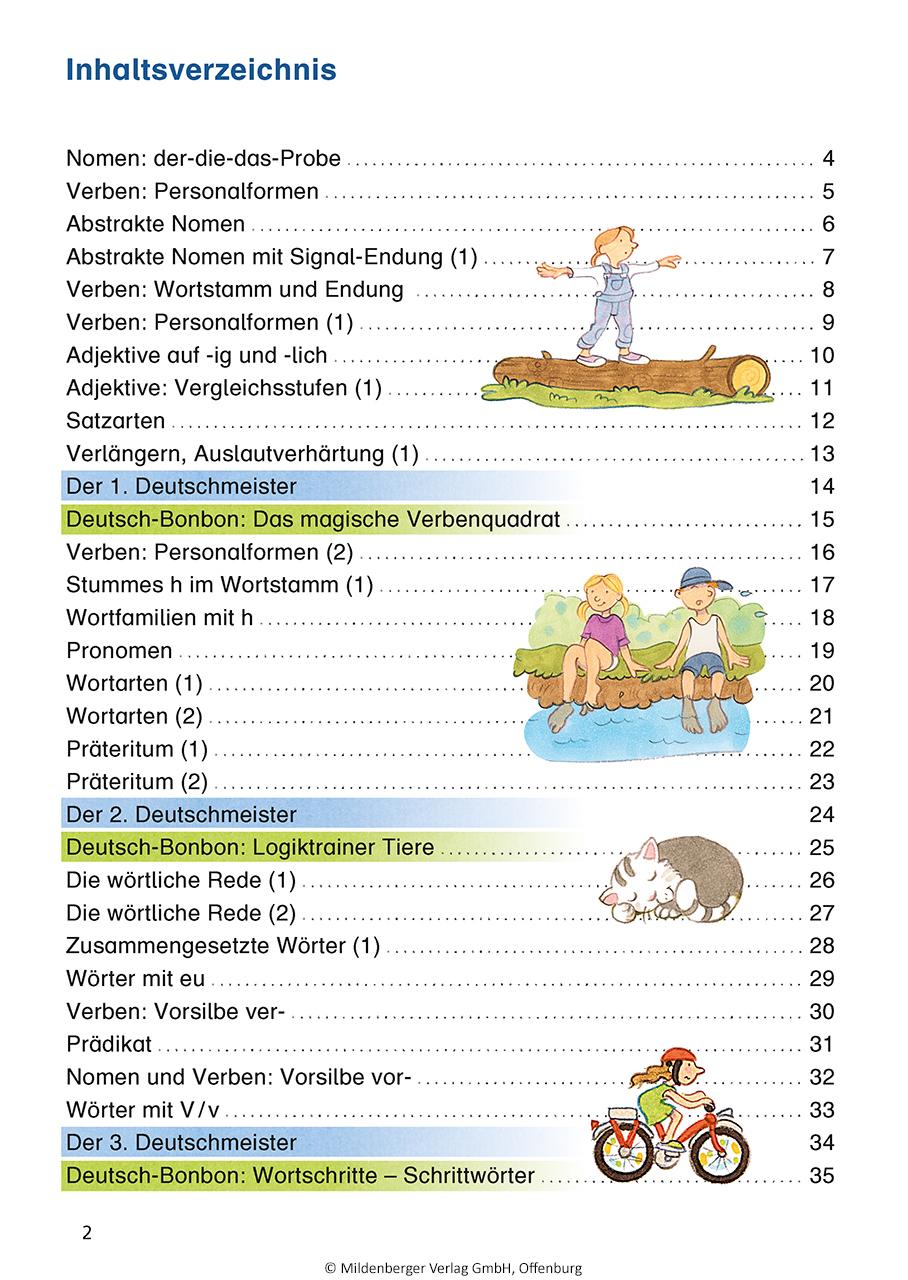 Beispielinhalt (Bild) Das Übungsheft Deutsch 3