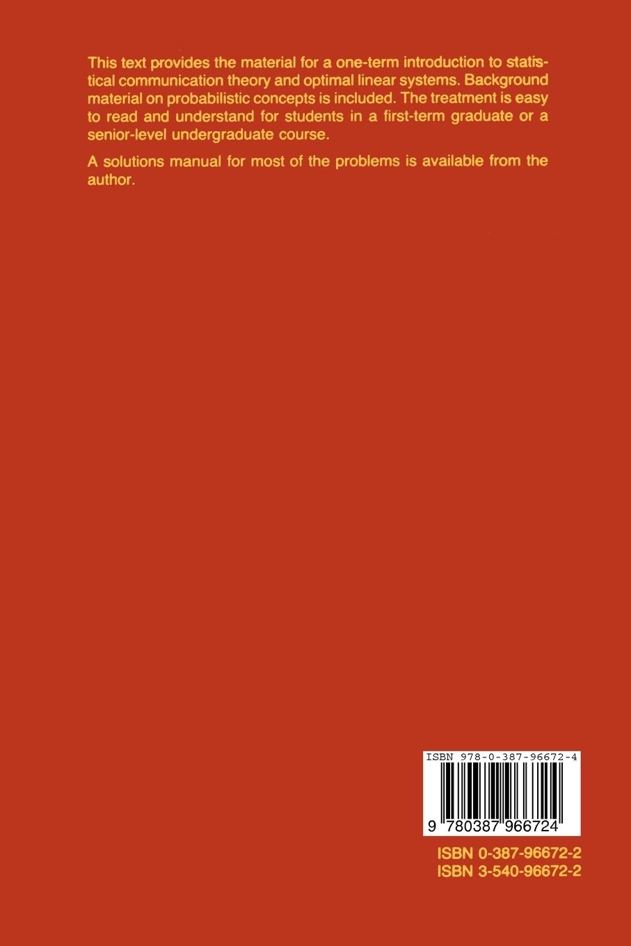 Rückseitencover An Introduction to Communication Theory and Systems