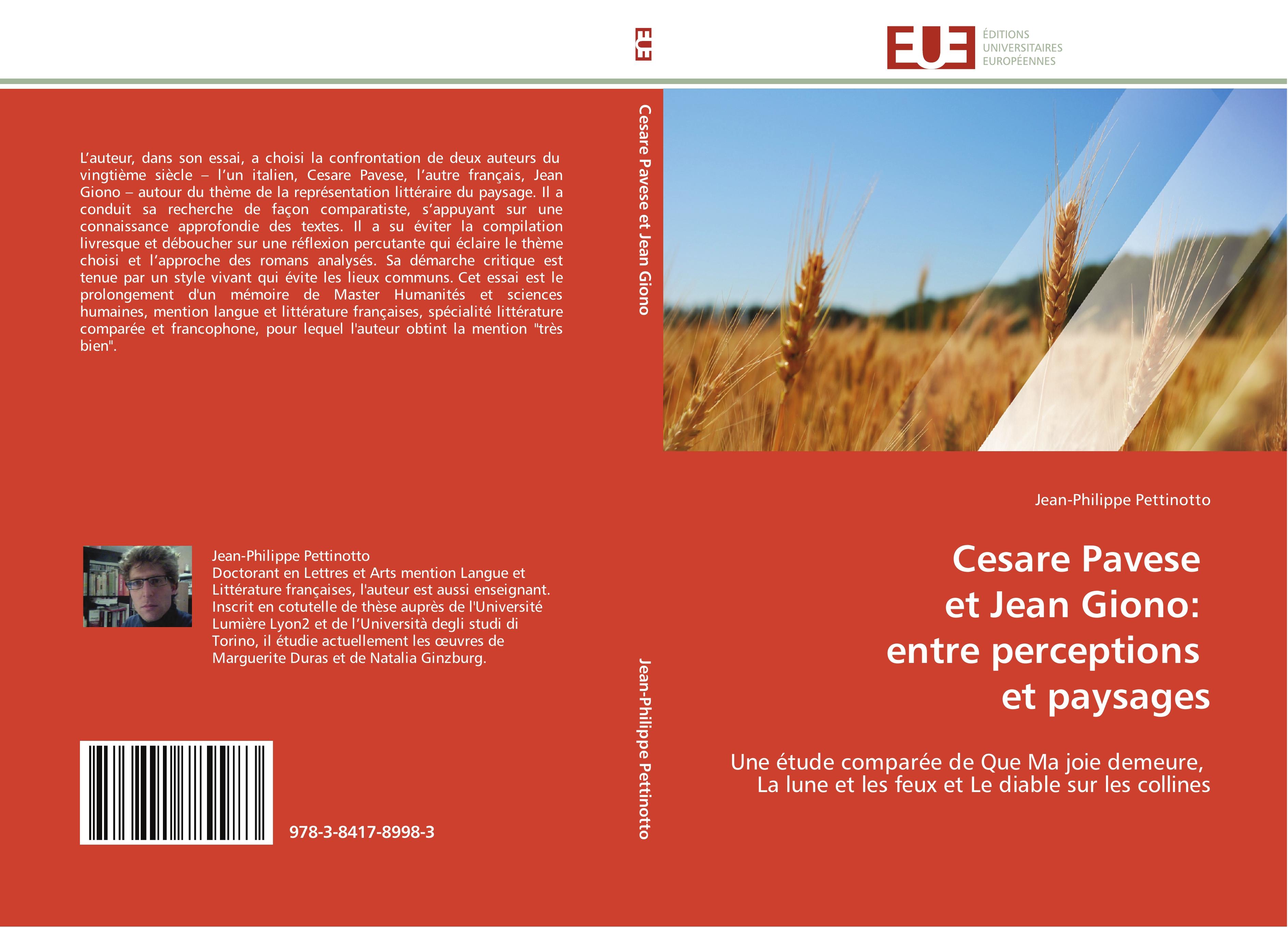 Vorderes Coverbild Cesare Pavese   et Jean Giono:   entre perceptions   et paysages