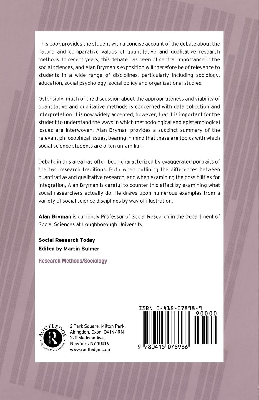 Rückseitencover Quantity and Quality in Social Research