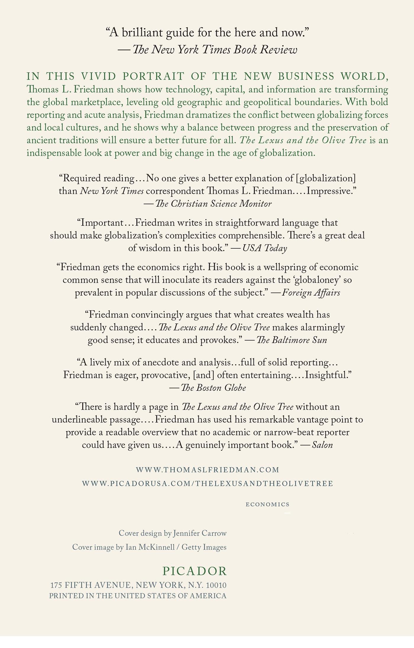 Rückseitencover The Lexus and the Olive Tree