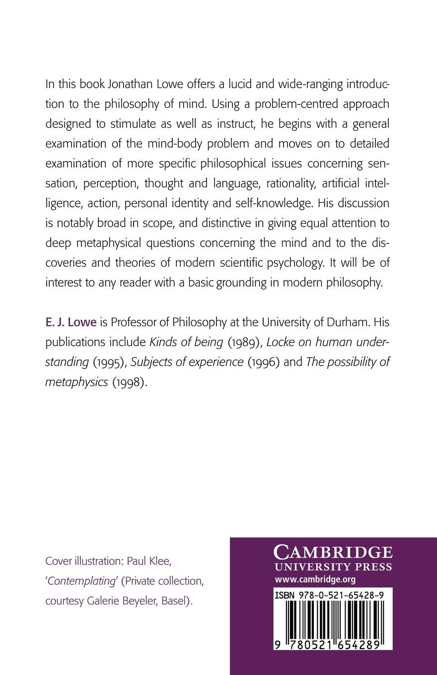 Rückseitencover An Introduction to the Philosophy of Mind