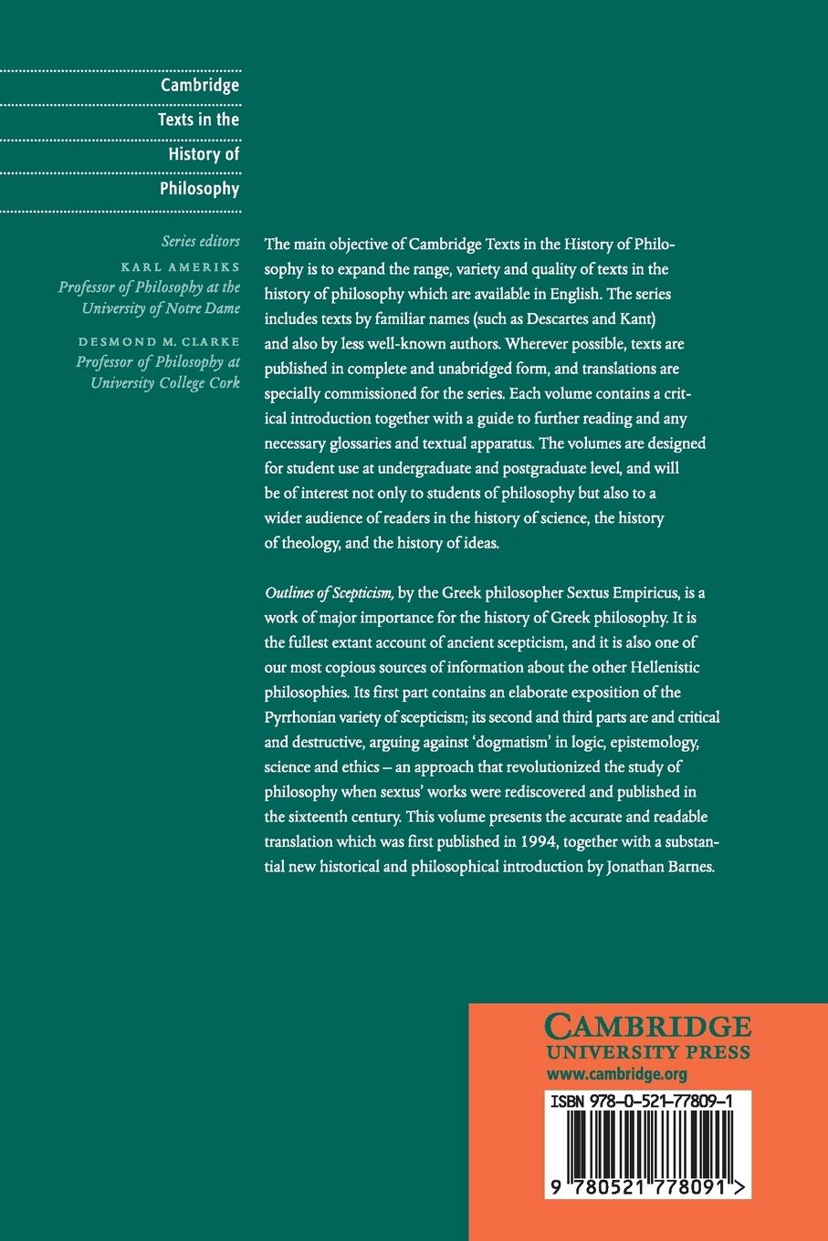 Rückseitencover Sextus Empiricus