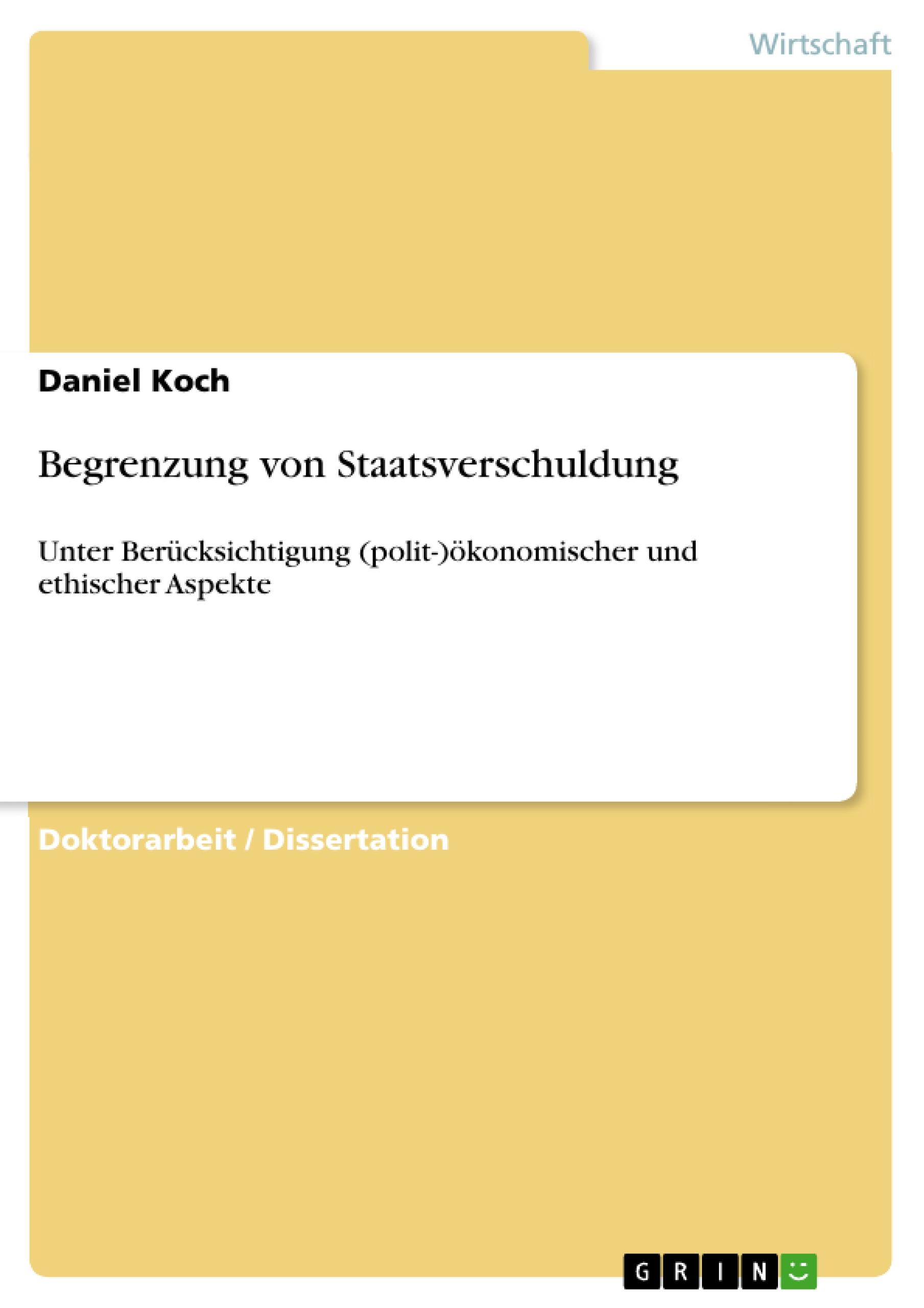 Vorderes Coverbild Begrenzung von Staatsverschuldung