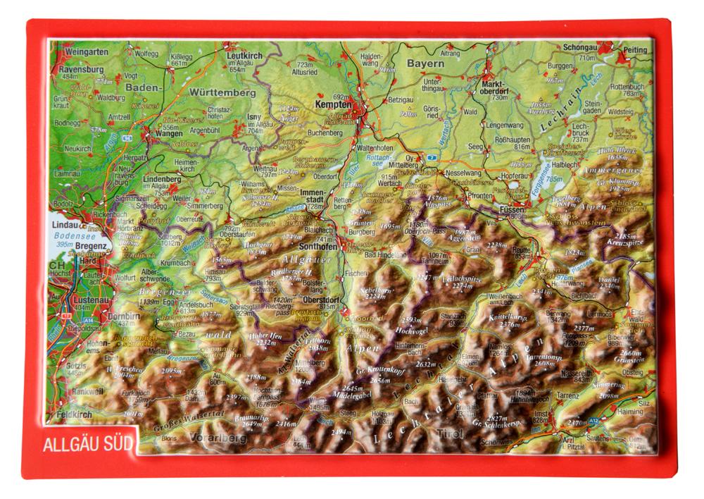 Vorderes Coverbild Reliefpostkarte Allgäu Süd