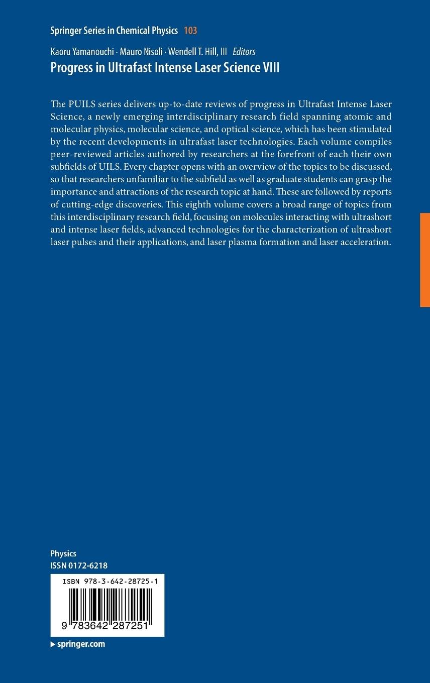 Rückseitencover Progress in Ultrafast Intense Laser Science VIII