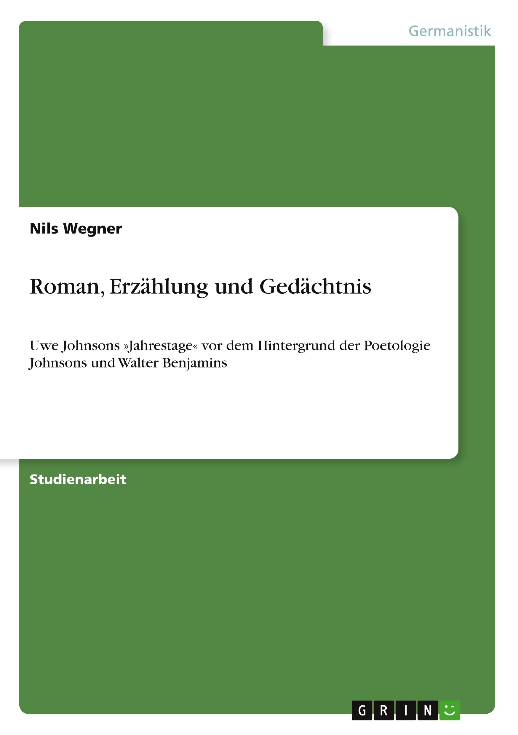 Vorderes Coverbild Roman, Erzählung und Gedächtnis