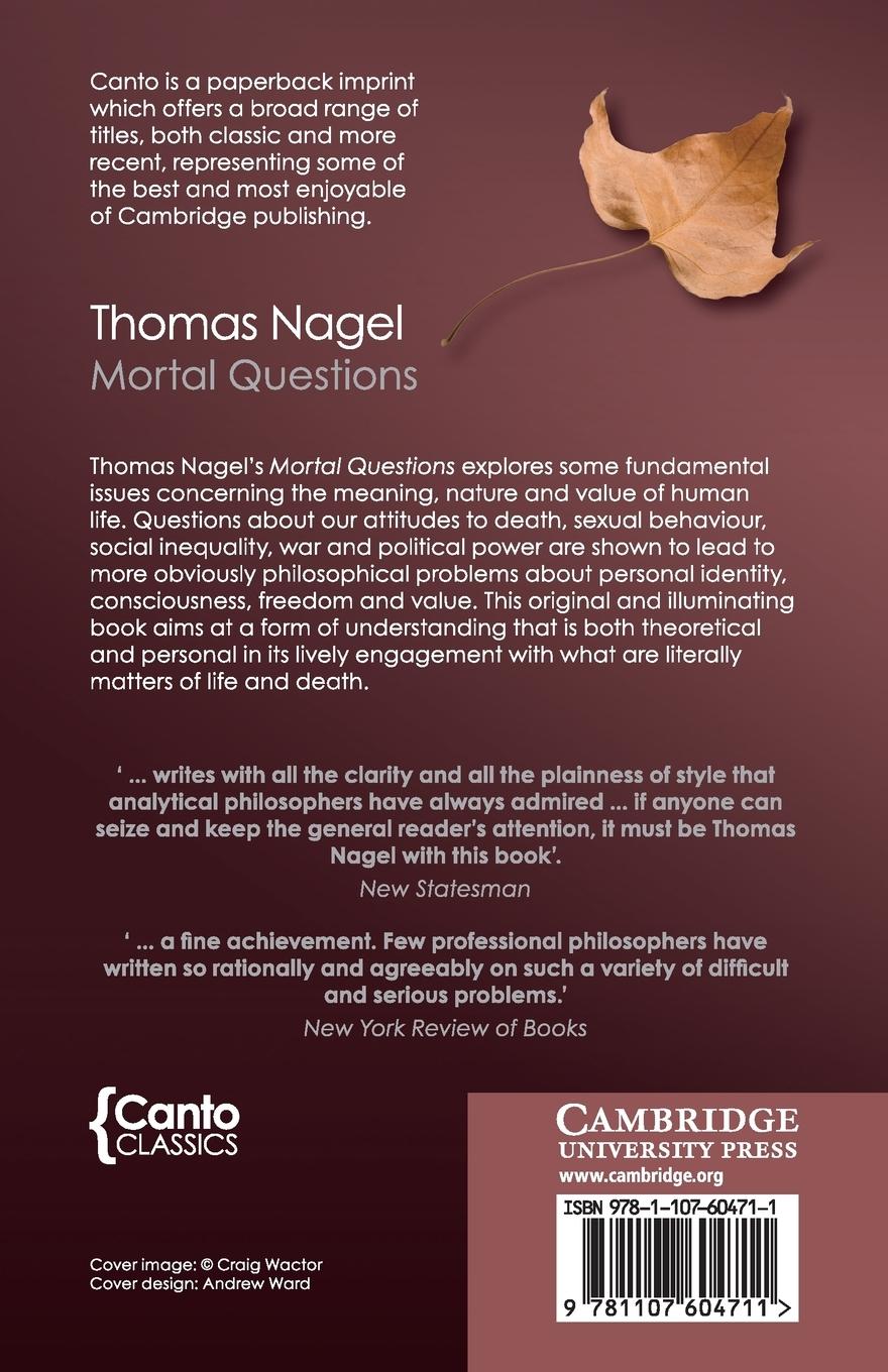 Rückseitencover Mortal Questions (Canto Classics)